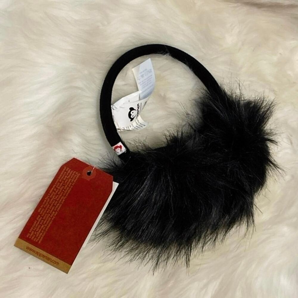 Appaman Kids Black Faux Fur Earmuffs NWT One Size